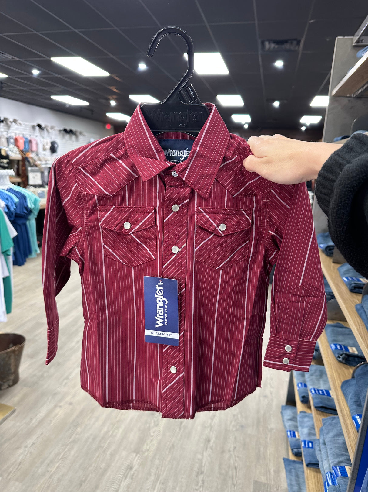 Red & White Stripe Long Sleeve Wrangler Retro