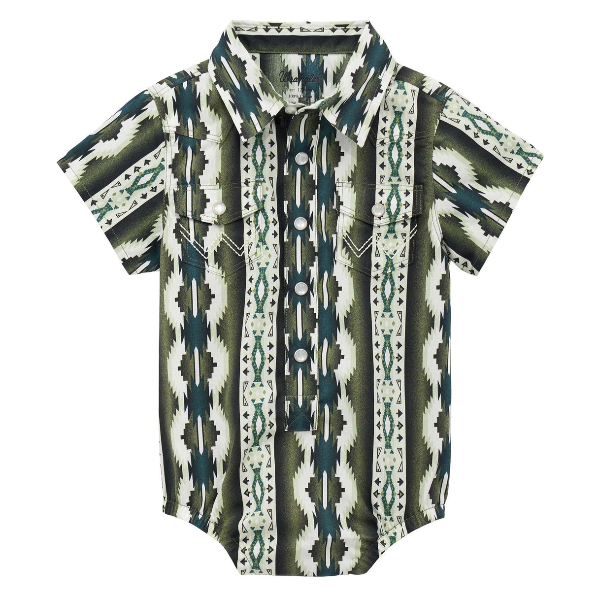 Wrangler Infant Short Sleeve Green Checotah Bodysuit