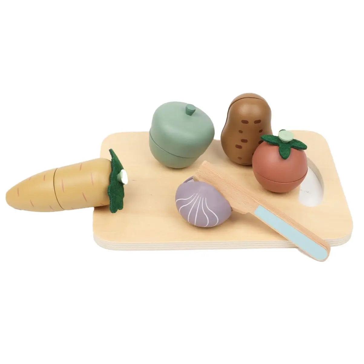 First Kitchen Play Set - Wooden Vegetable Cutting Montessori Toy