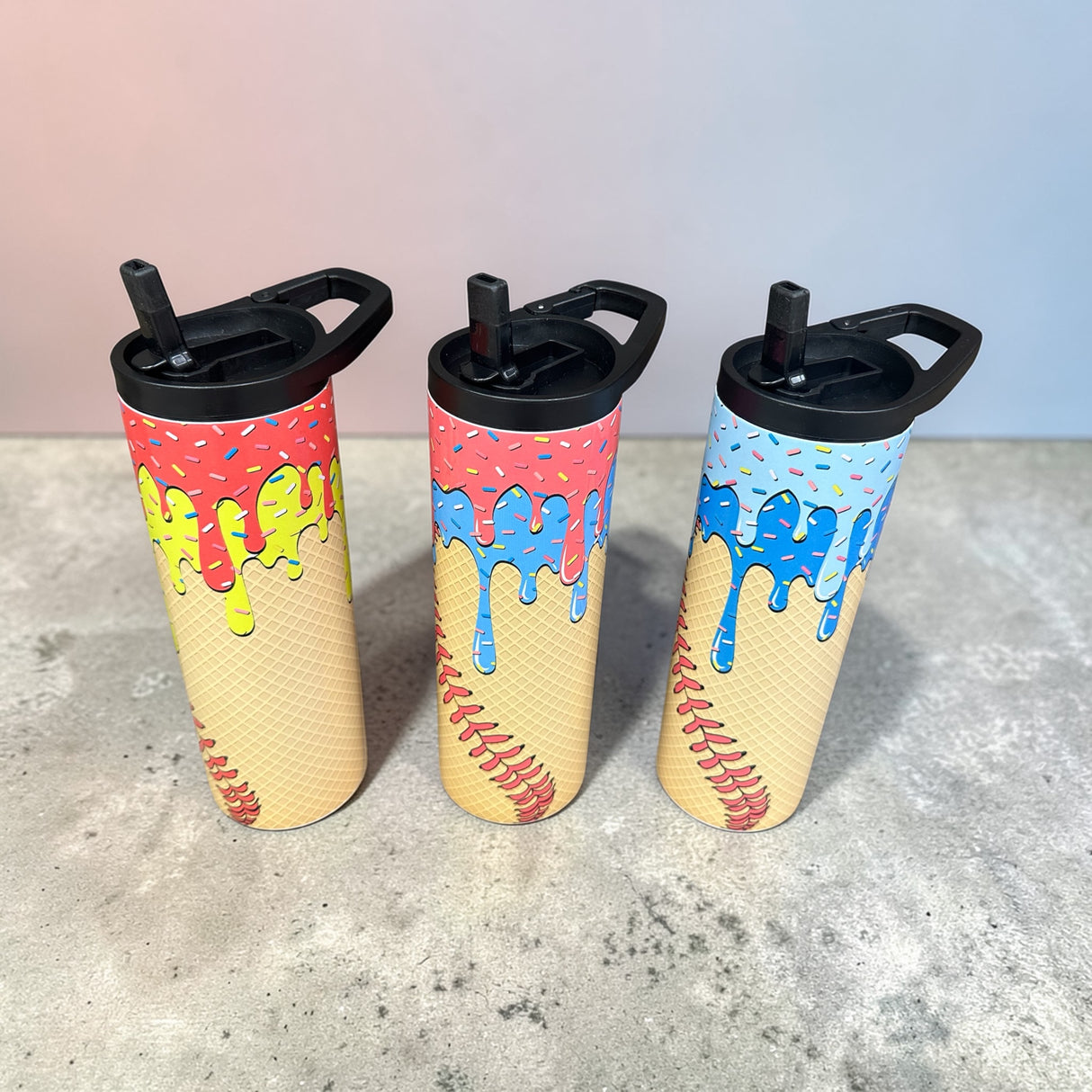 Ice Cream Drip Baseball 20oz Waterbottles
