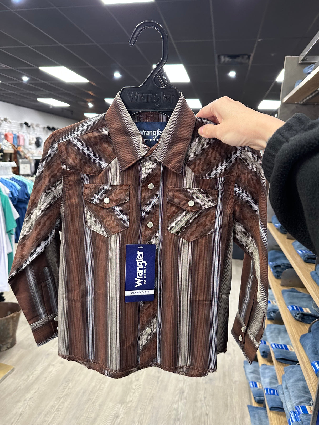 Brown & Grey Stripe Long Sleeve Wrangler Retro
