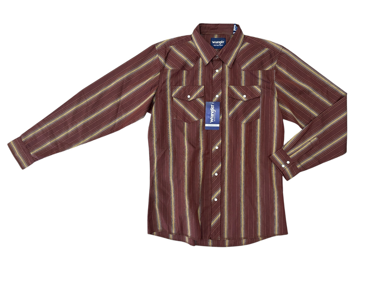 Brown & Gold Stripe Long Sleeve Wrangler Retro