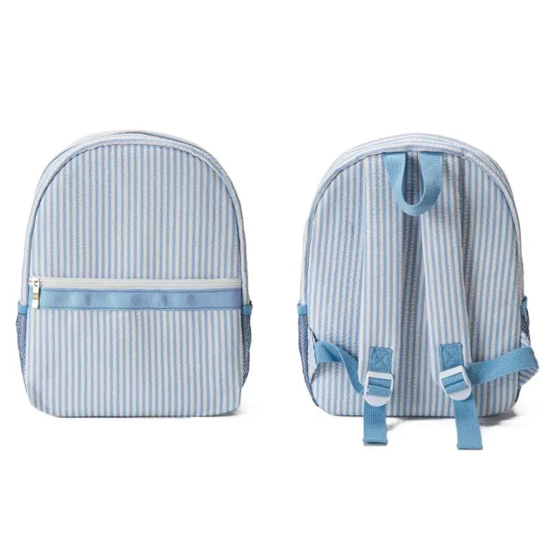 Blue Seersucker Toddler Backpack