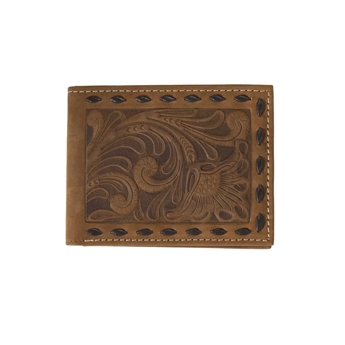 Nocona Bifold Floral Embossed Chocolate Buck Lace Wallet