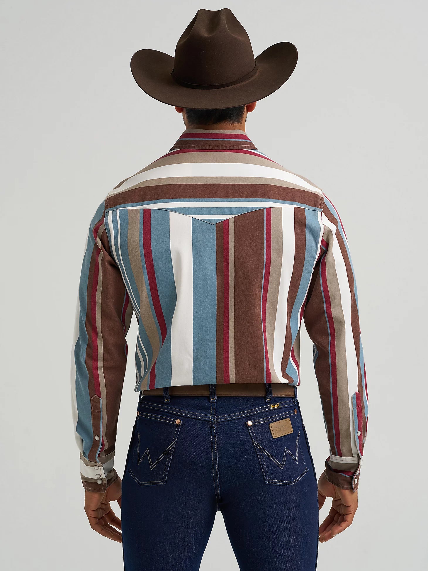 Vintage Stripe Blue & Tan Pearl Snap