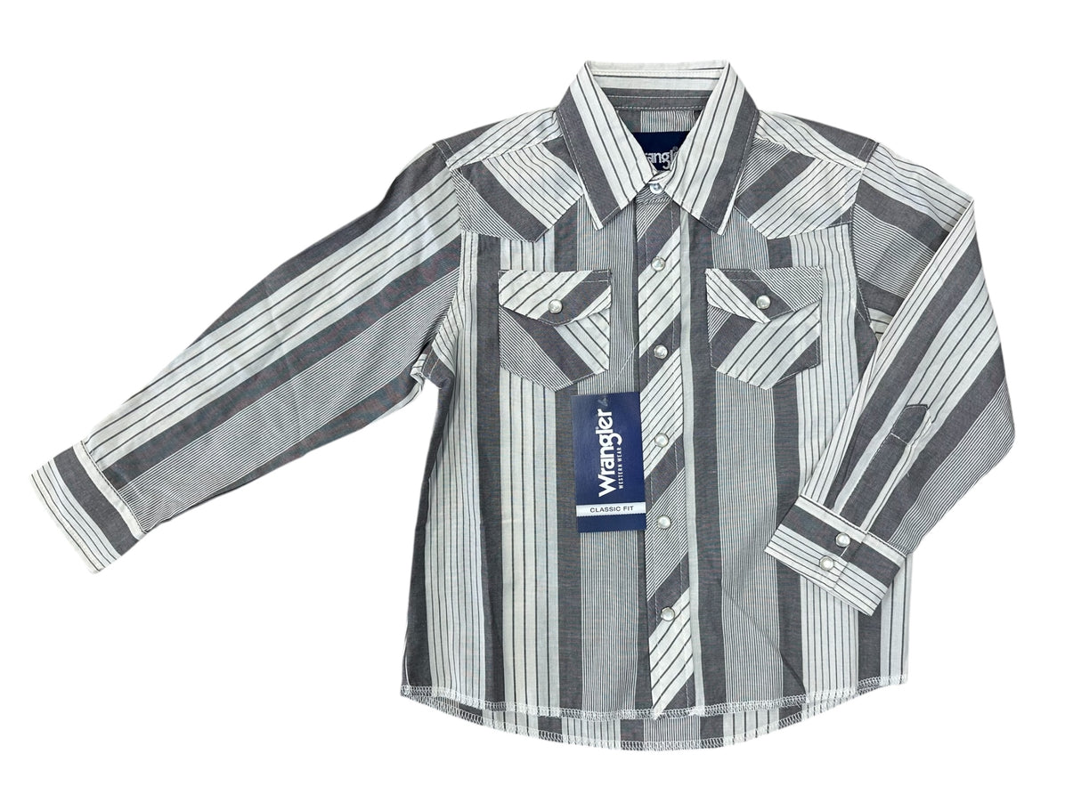 Charcoal & Cream Stripe Long Sleeve Wrangler Retro