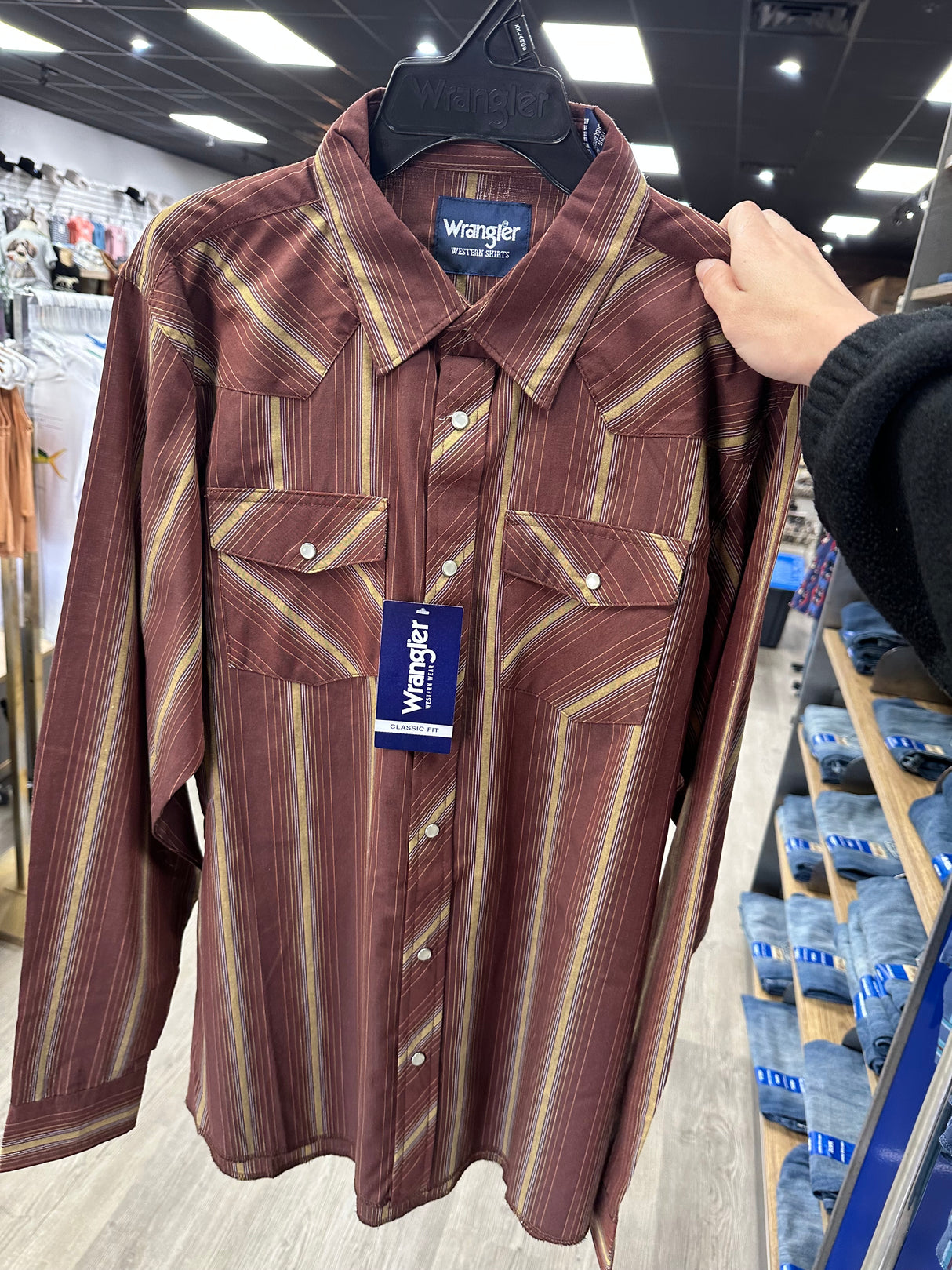 Brown & Gold Stripe Long Sleeve Wrangler Retro