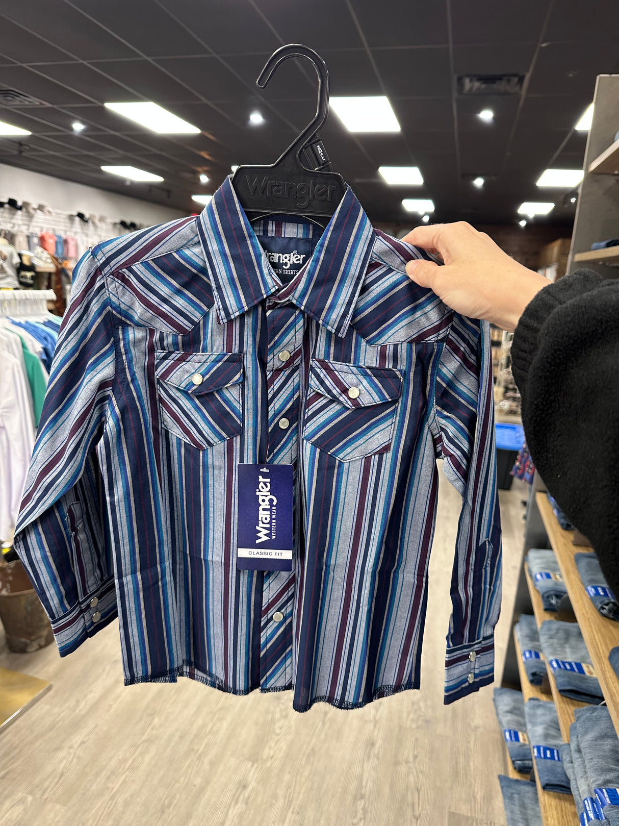 Multicolor Stripe Long Sleeve Wrangler Retro