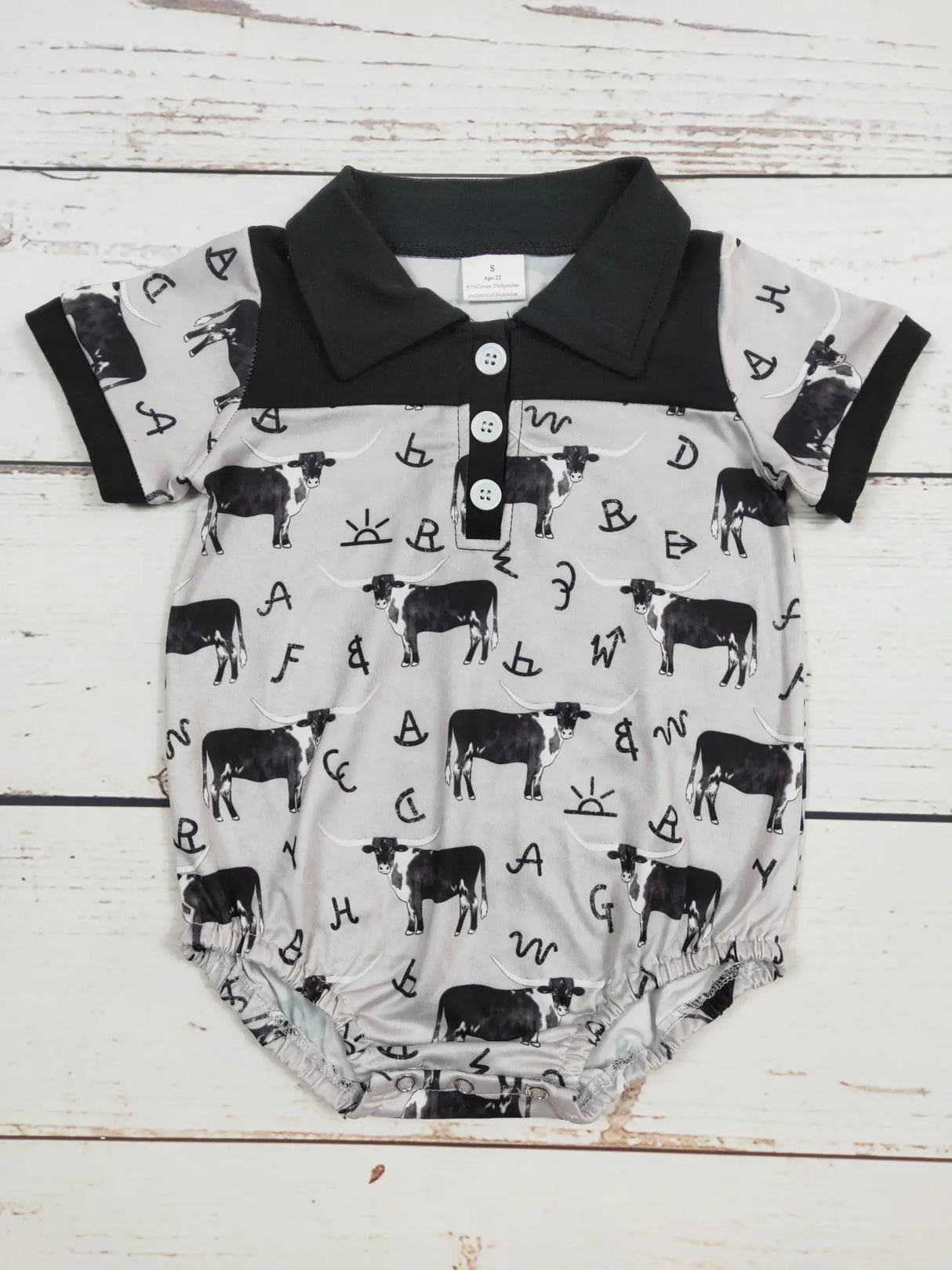 Black Longhorn & Brands Onesie Polo