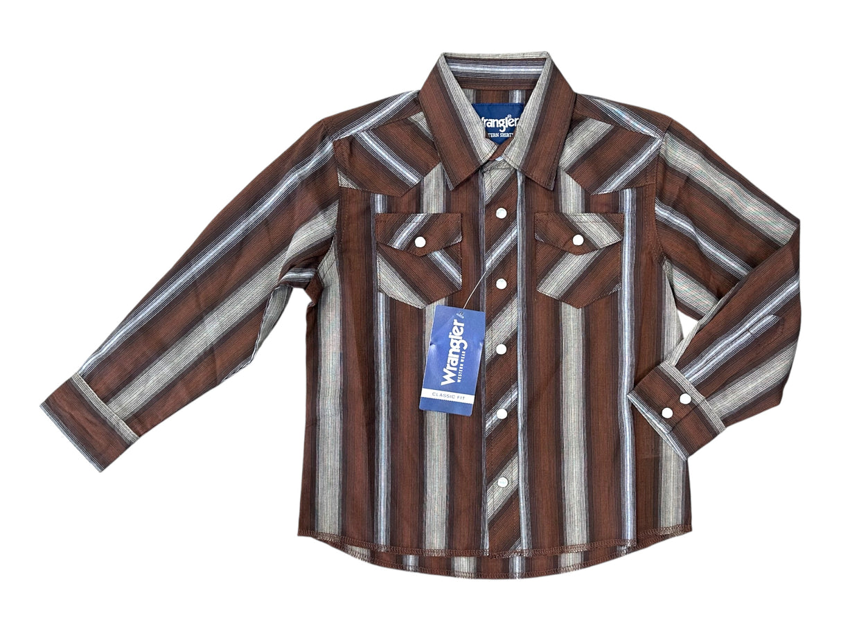 Brown & Grey Stripe Long Sleeve Wrangler Retro