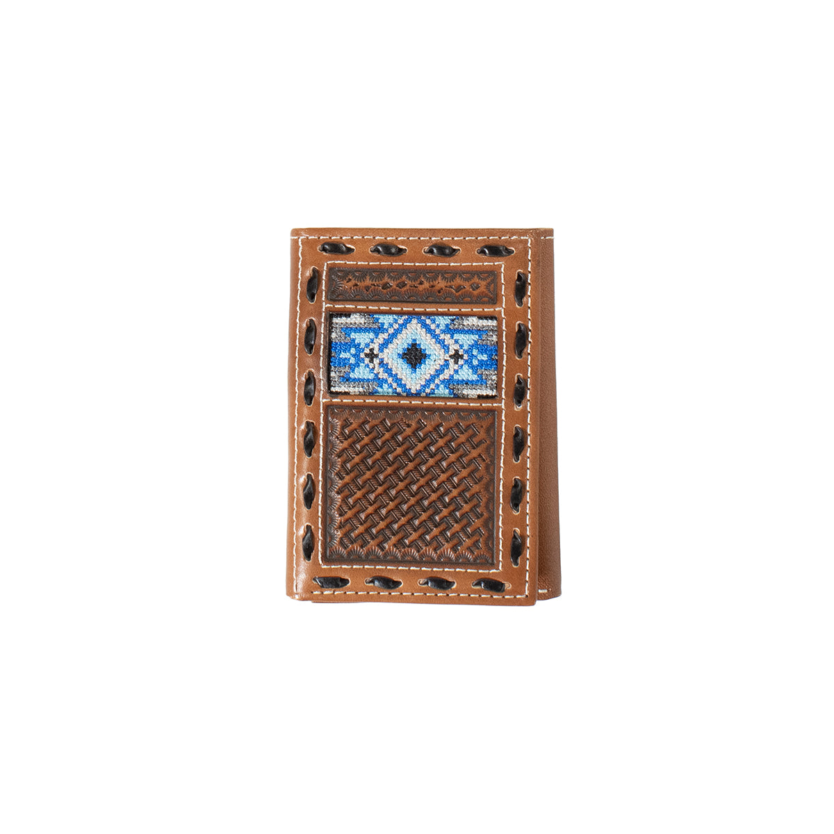 Blue Diamond Inlay Trifold Wallet
