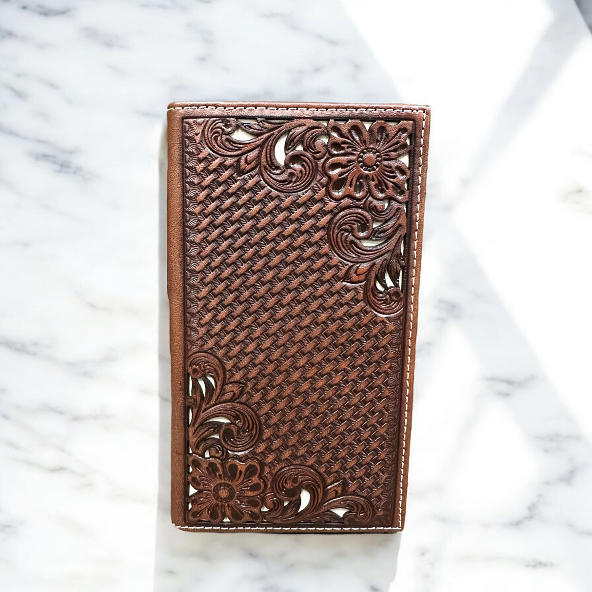 Rodeo Basketweave Floral Tooled Chocolate