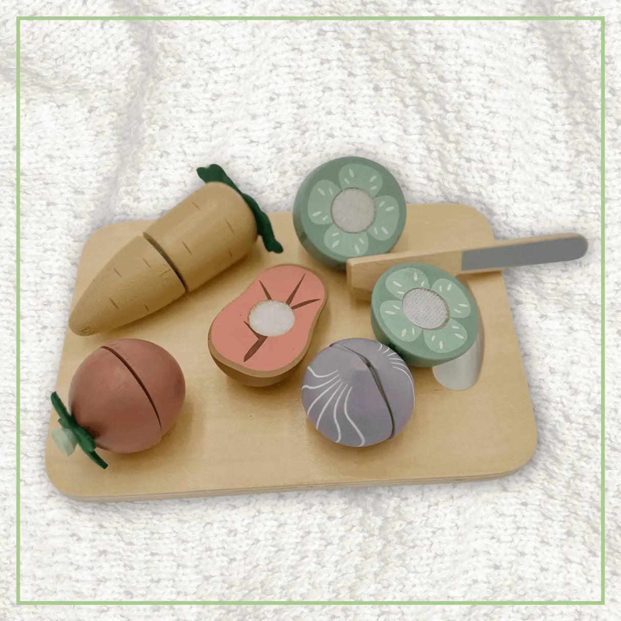 First Kitchen Play Set - Wooden Vegetable Cutting Montessori Toy
