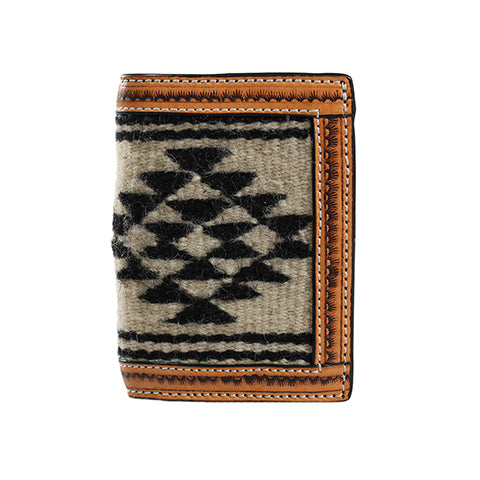 3D Tan Wool Trifold Wallet