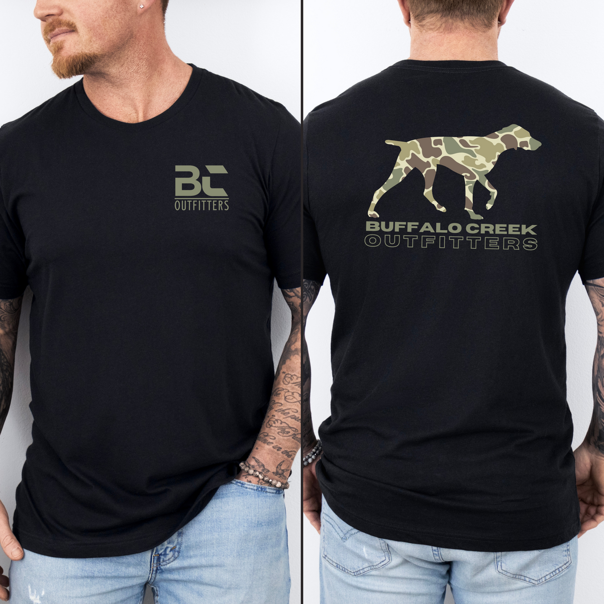 Retro Camo Bird Dog Tee - Black