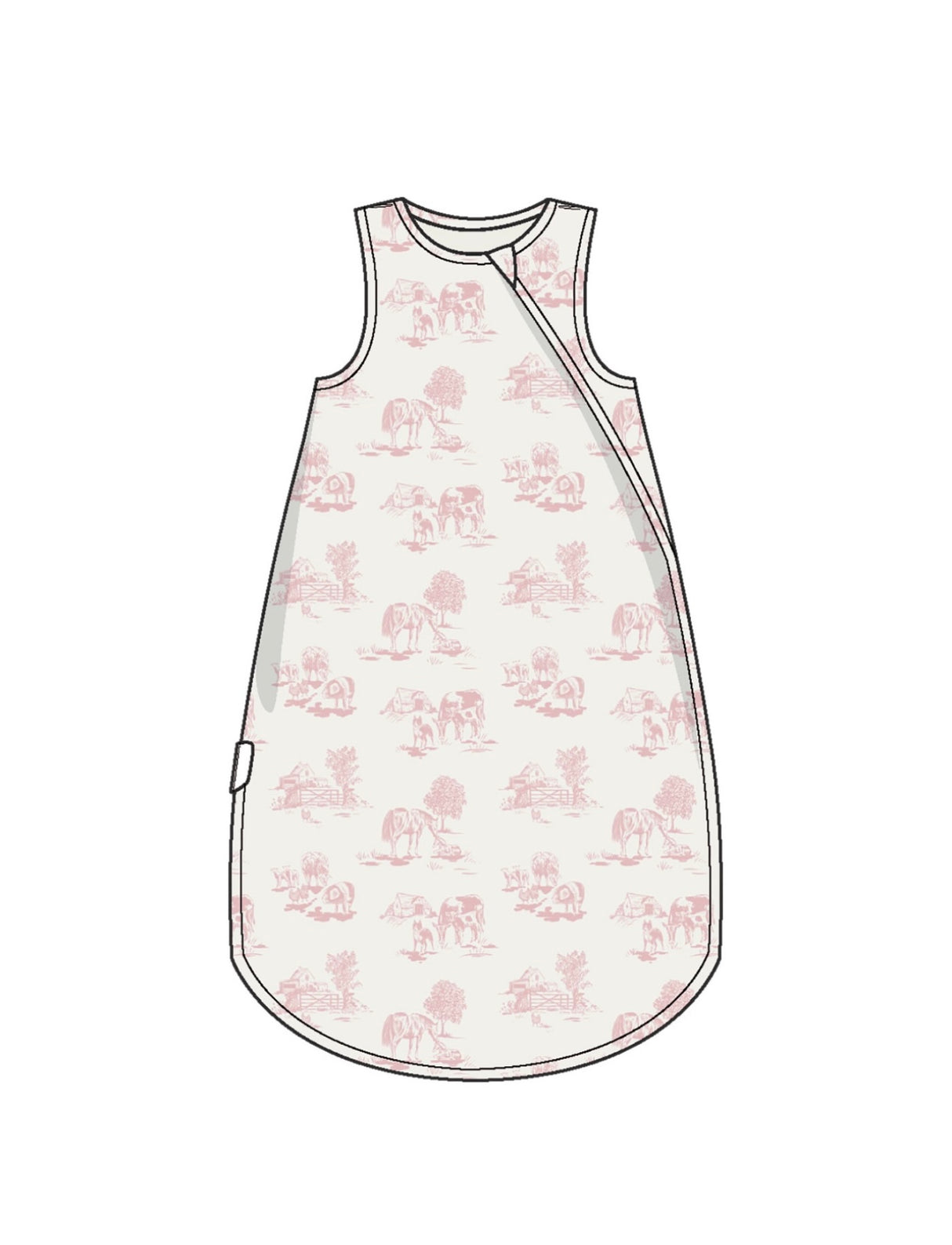 Pink Farm Toile Ribbed Bamboo Sleep Sack