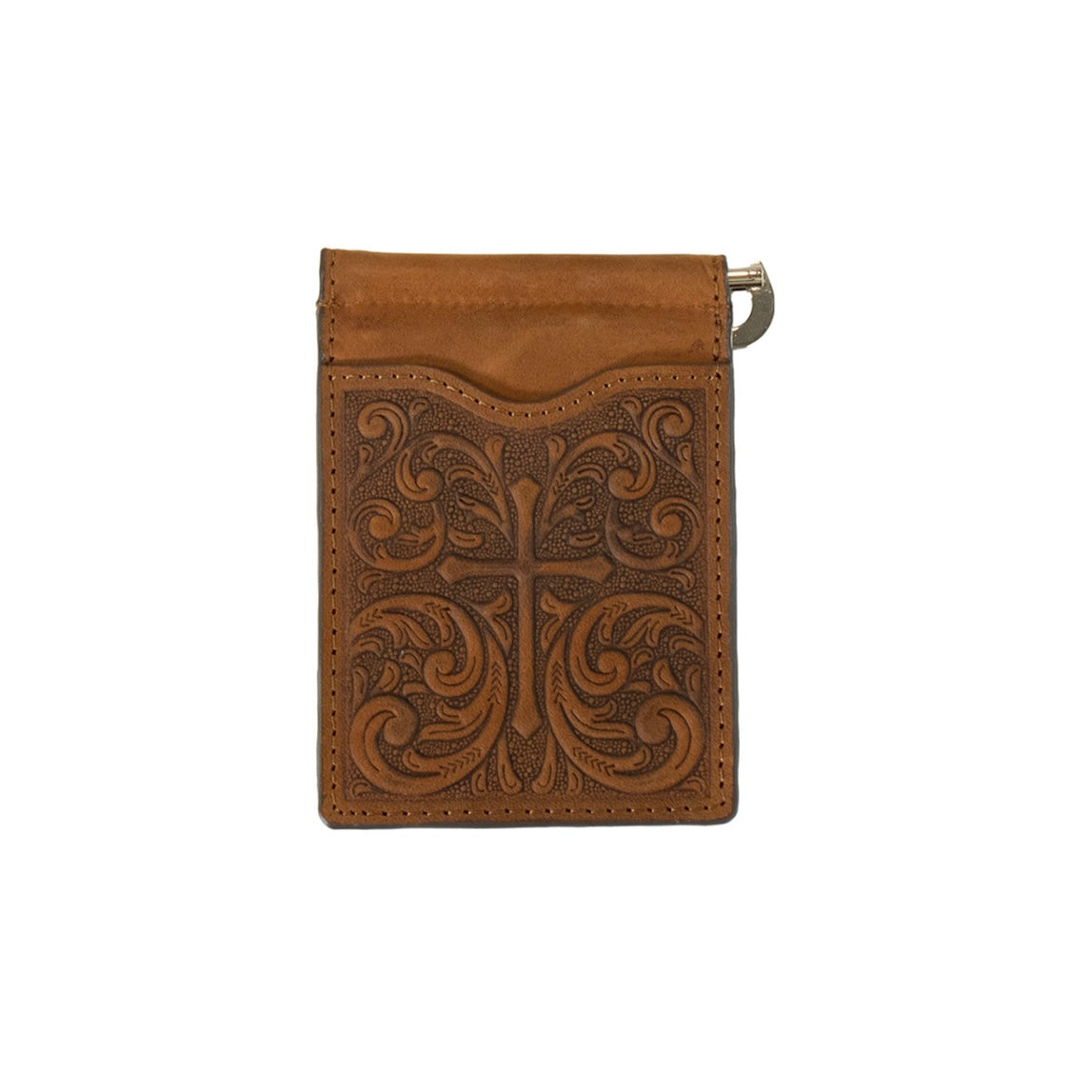 Cross Scroll Embossed BiFold Money Clip Style