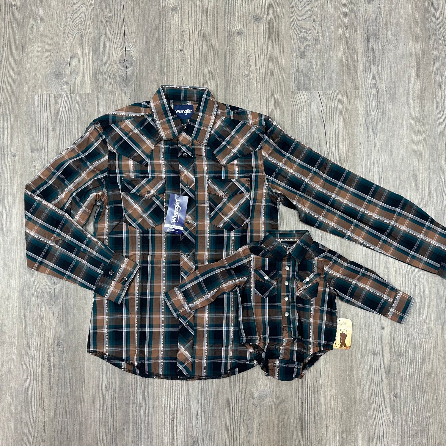 Brown & Blue Adult Pearl Snap