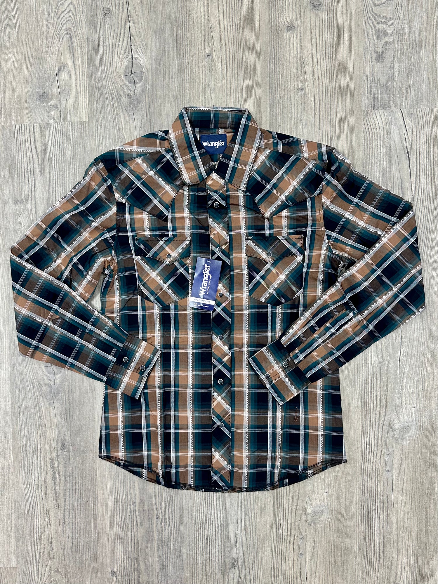 Brown & Blue Adult Pearl Snap