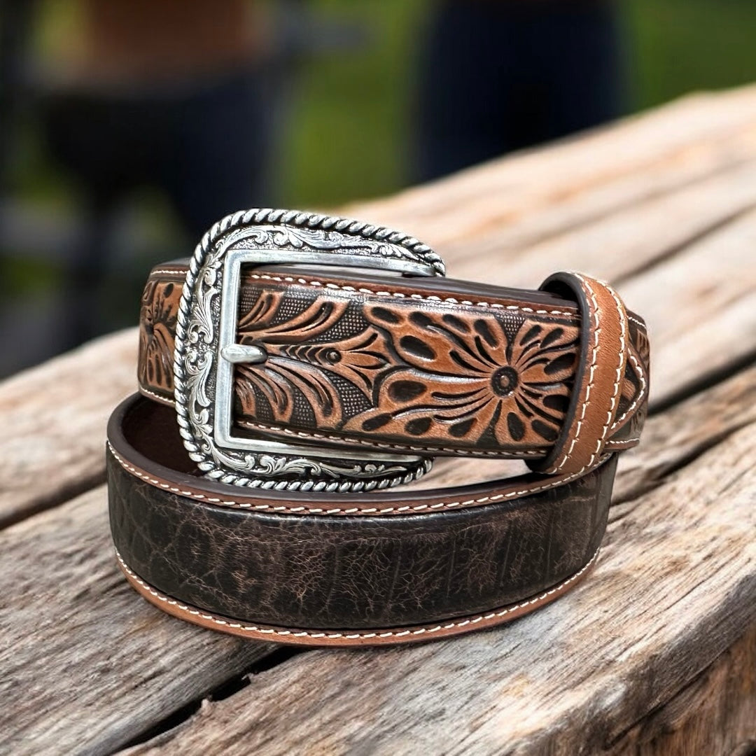 Ariat Men’s Gator Tooled Chocolate Belt