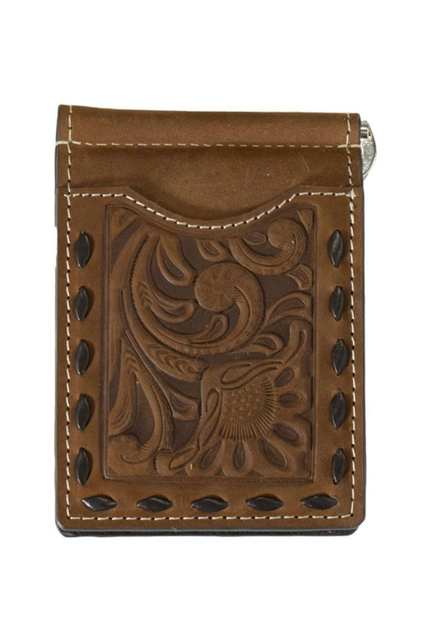 Floral Embossed Chocolate Money Clip