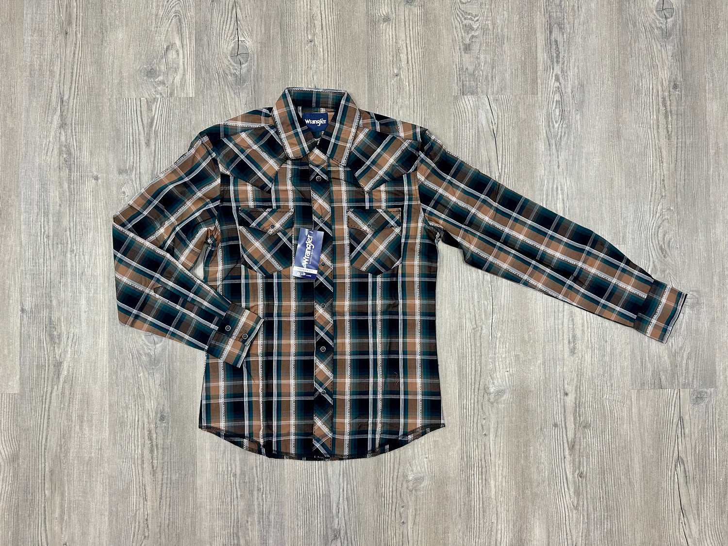 Brown & Blue Adult Pearl Snap