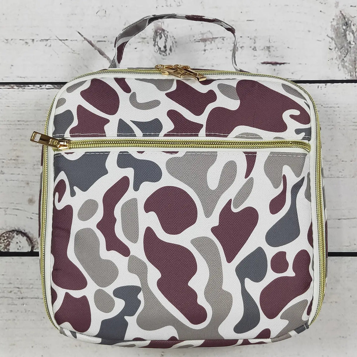 Maroon Retro Camo Lunch Box