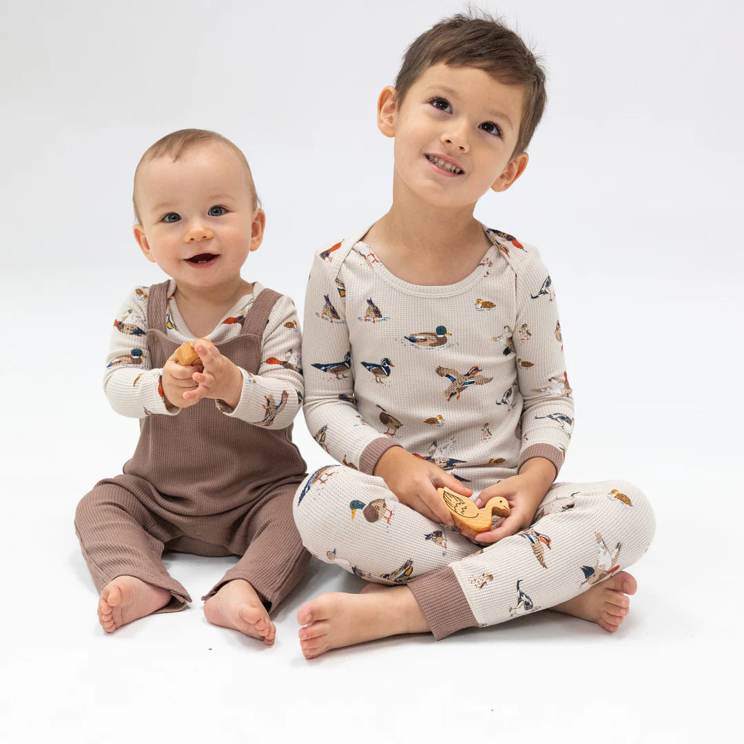 Thermal Waffle Bamboo Overalls - Sinopia Fresco