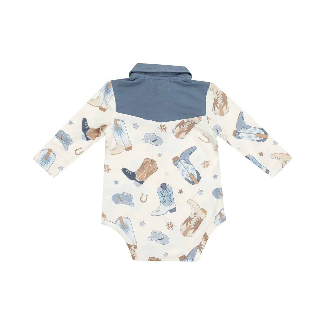 Baby Blue Cowboy Boots Bodysuit