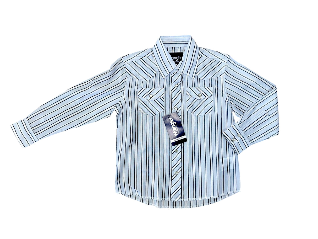 Blue & White Stripe Long Sleeve Wrangler Retro