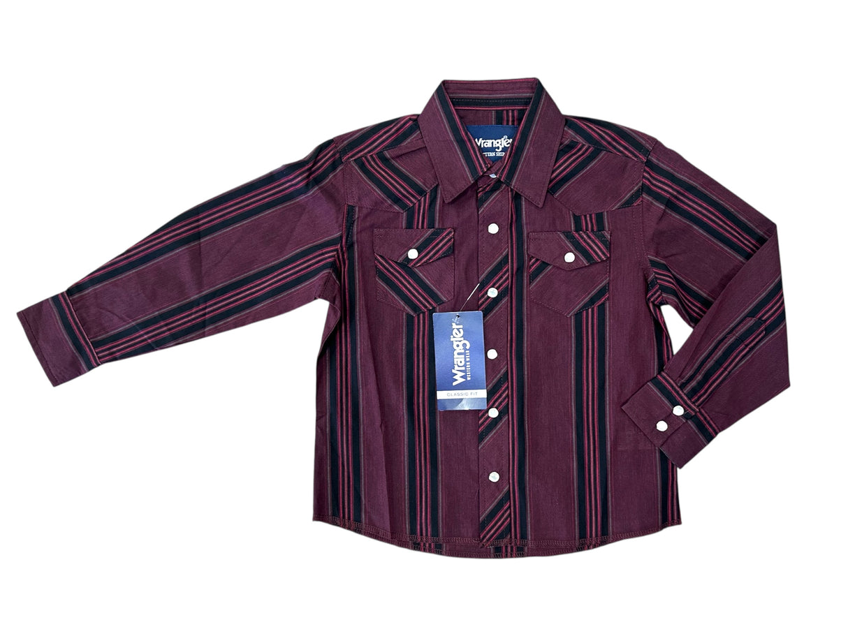 Maroon & Black Stripe Long Sleeve Wrangler Retro