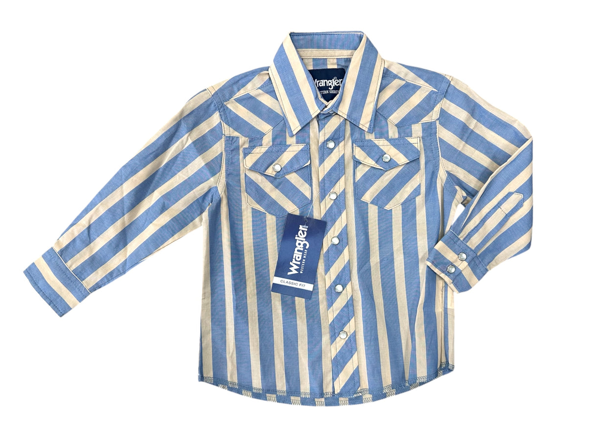 Tan & Blue Stripe Long Sleeve Wrangler Retro