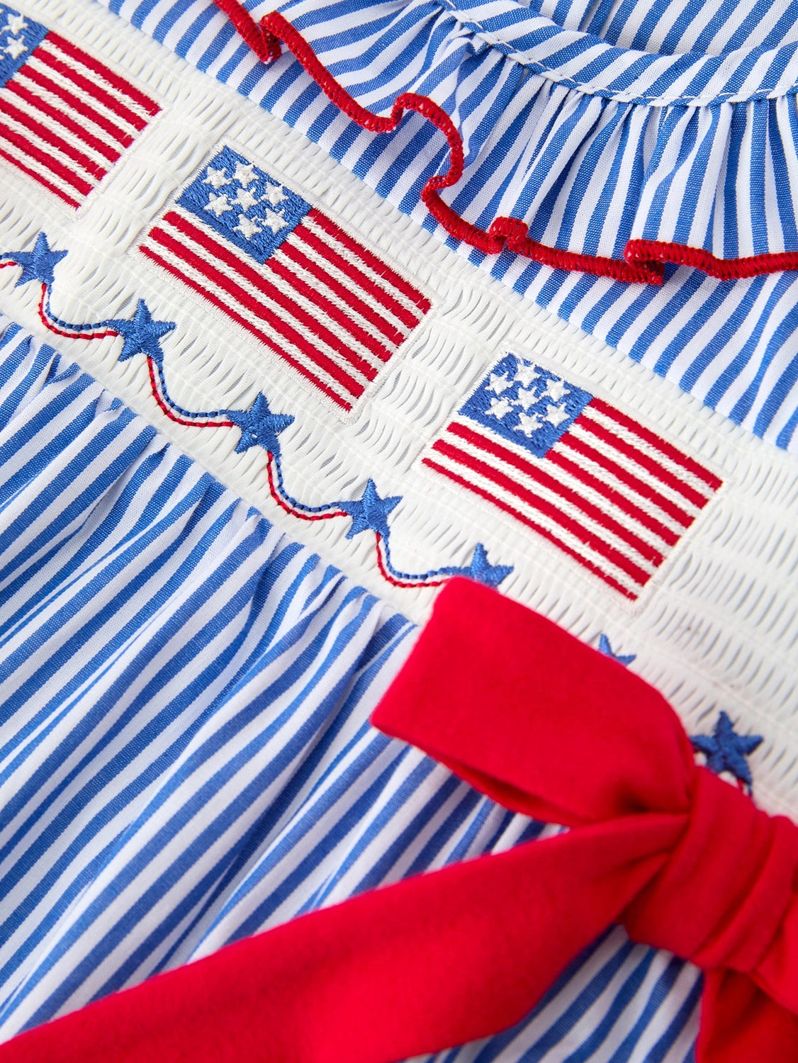 4th of July Flag Smocked Bow Romper