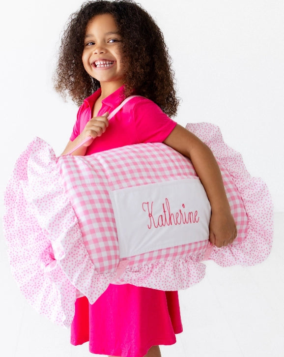 Ruffle Pink Gingham Nap Mat - PREORDER