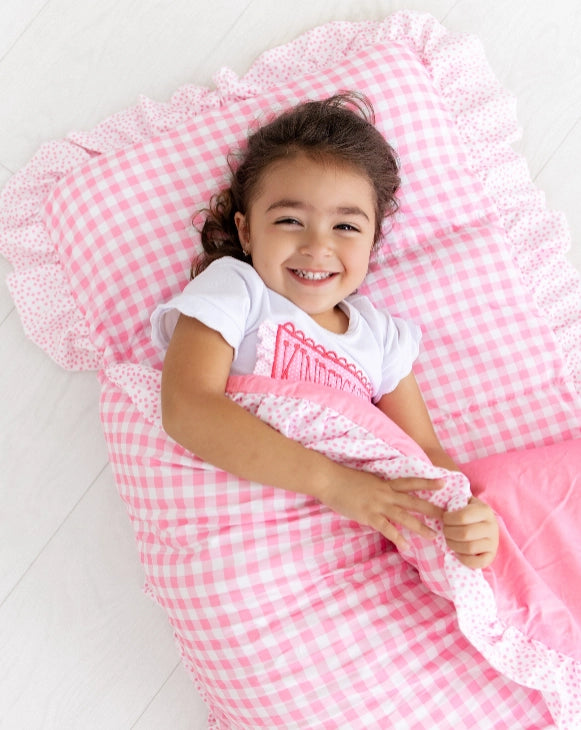 Ruffle Pink Gingham Nap Mat - PREORDER