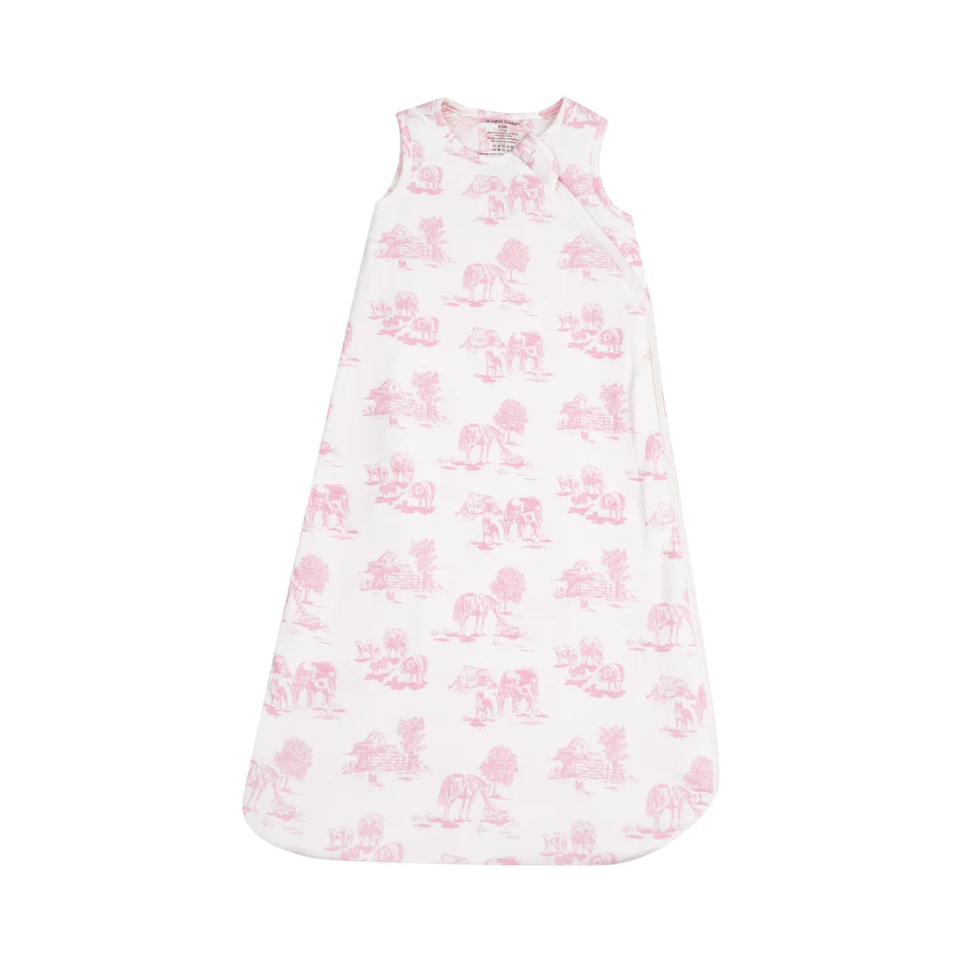 Pink Farm Toile Ribbed Bamboo Sleep Sack