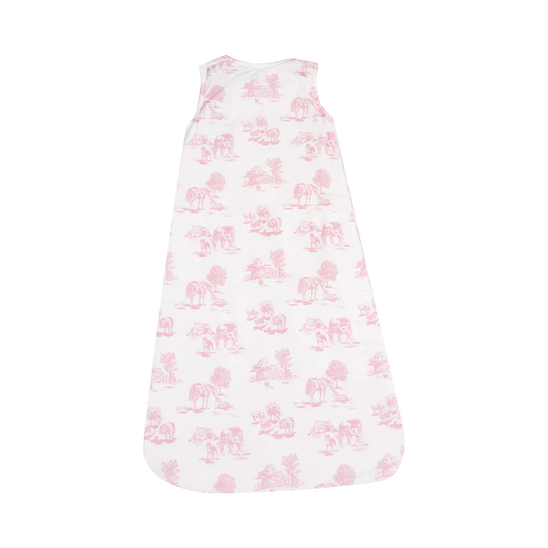 Pink Farm Toile Ribbed Bamboo Sleep Sack
