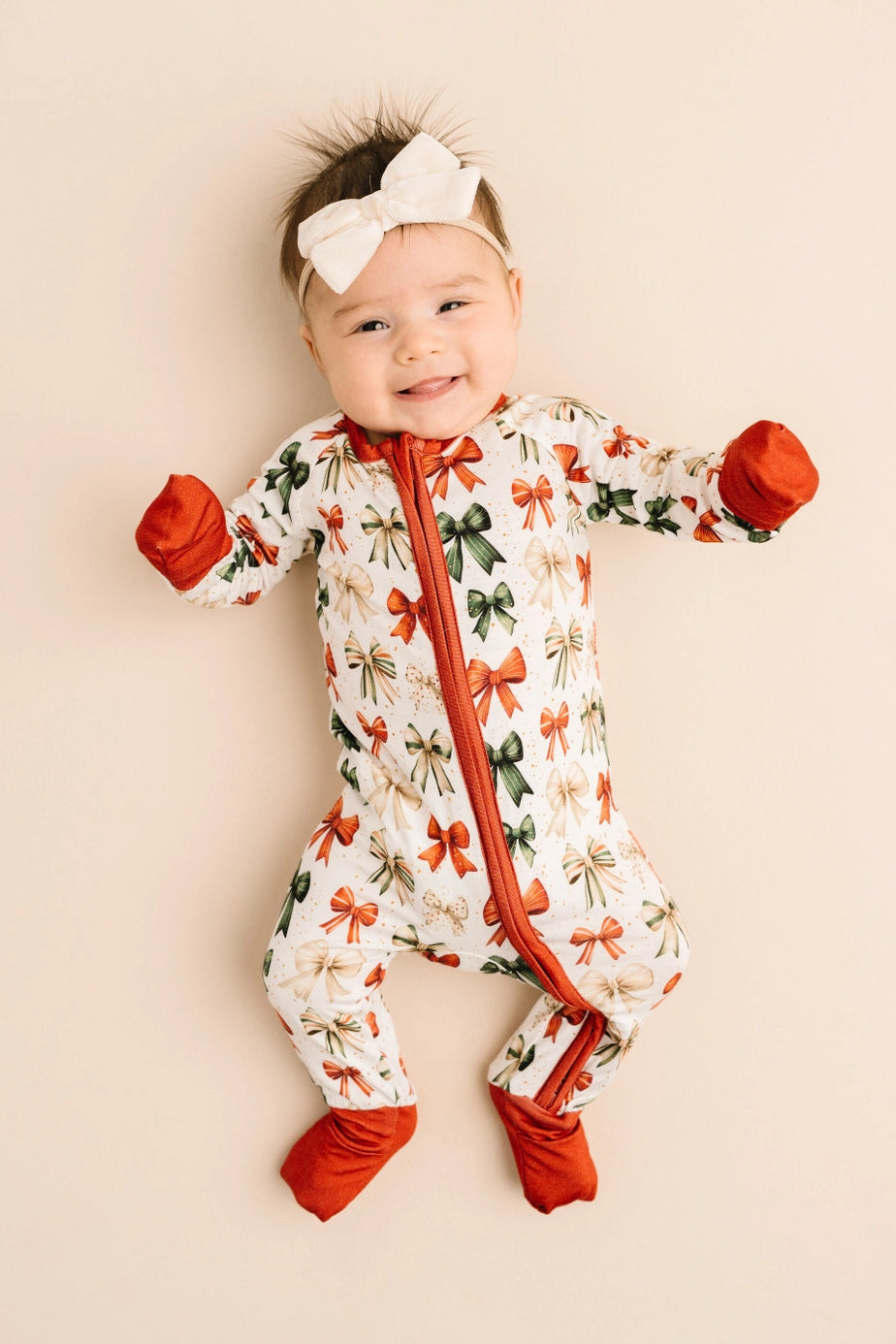 Holiday Bows Bamboo Zipper PJ