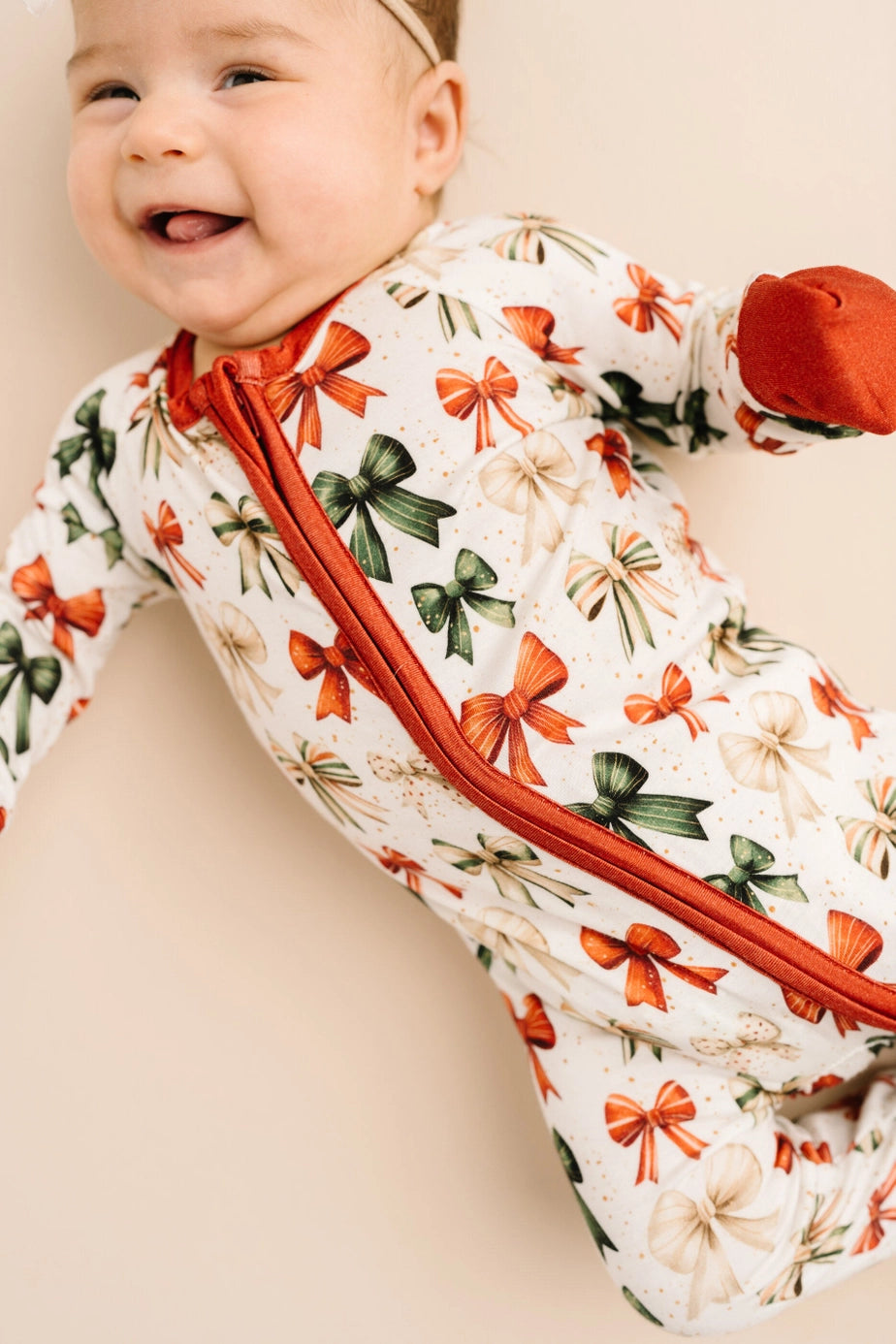 Holiday Bows Bamboo Zipper PJ