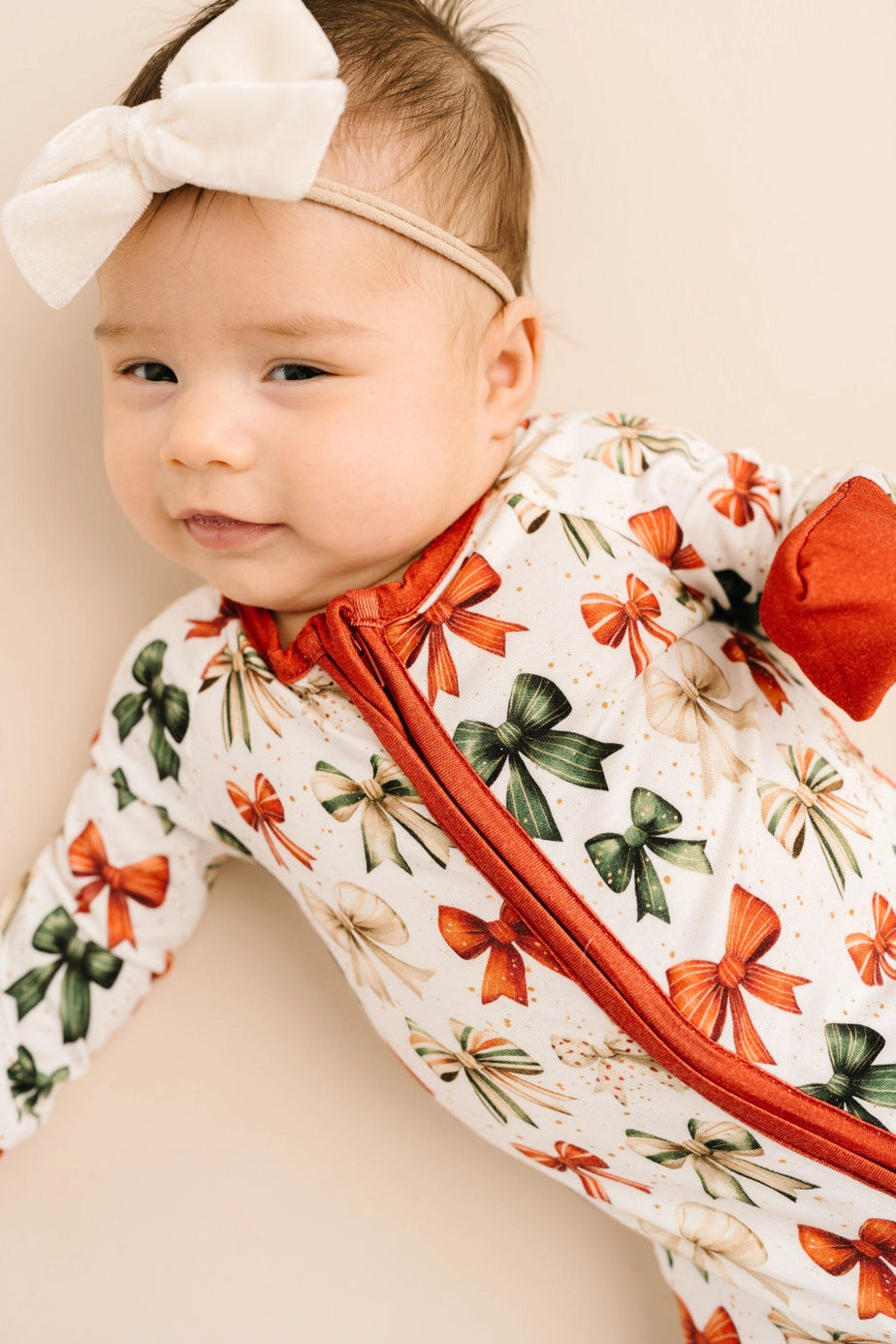 Holiday Bows Bamboo Zipper PJ