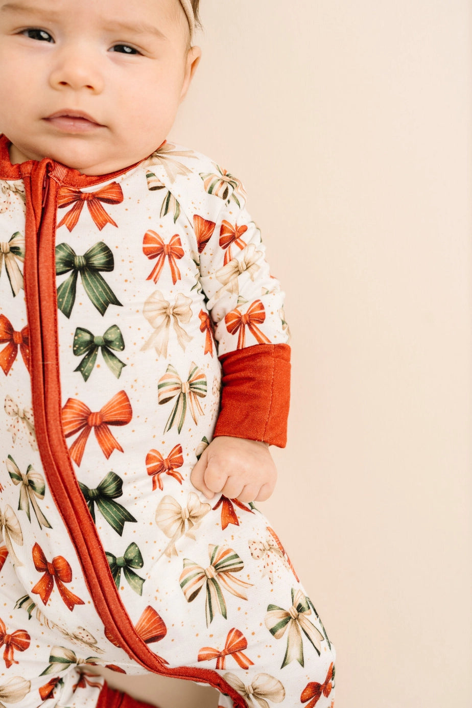 Holiday Bows Bamboo Zipper PJ