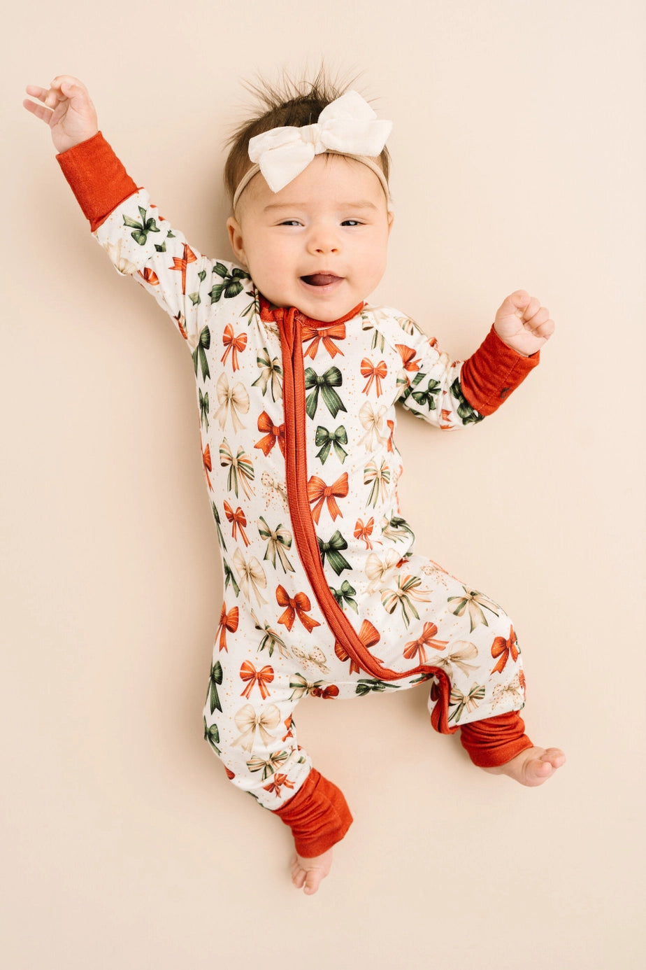 Holiday Bows Bamboo Zipper PJ