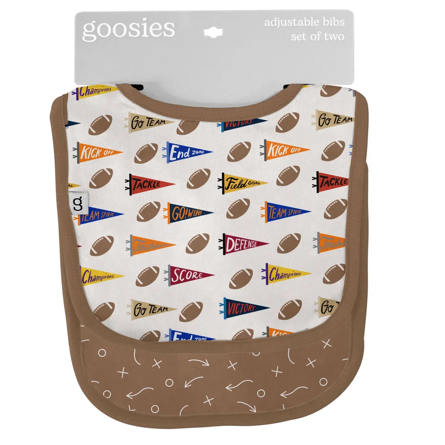 Varsity Football Flags Bamboo Bib Set