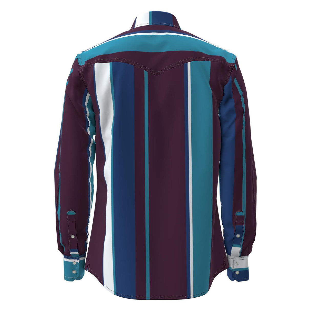 Vintage Big Stripe Purple & Turquoise Pearl Snap