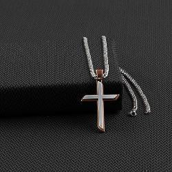 Twister Men’s Necklace 24” Two Tone Cross