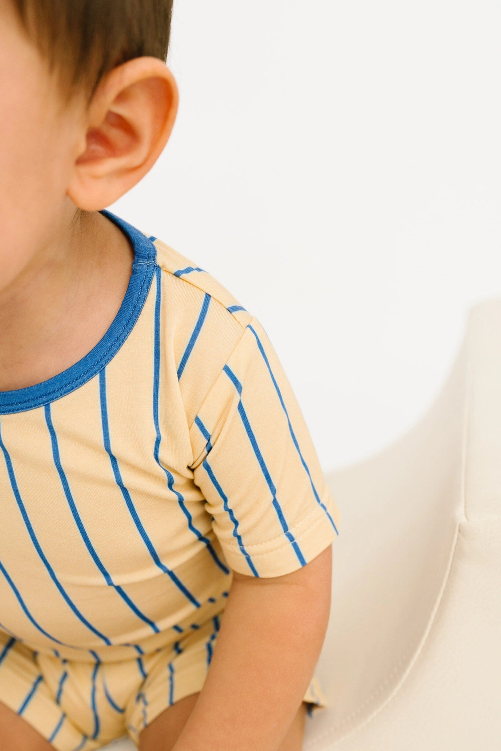 Yellow & Blue Vintage Stripe Bamboo Short Set