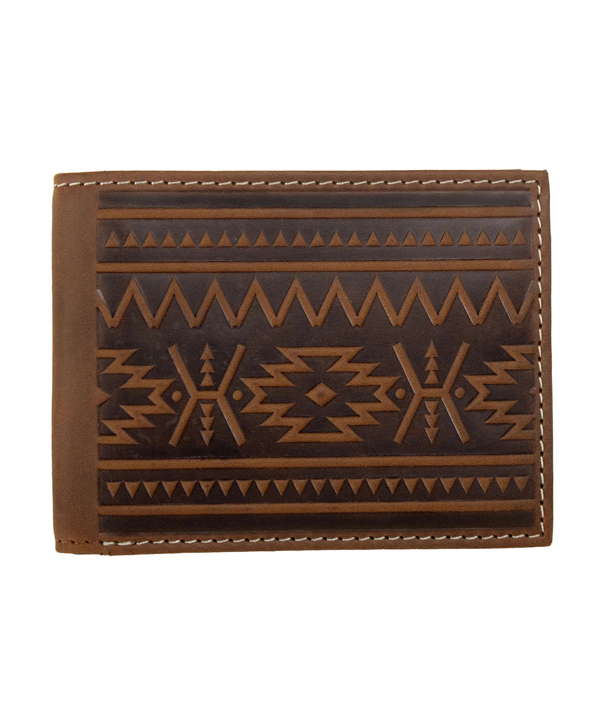 Southwest Embossed Medium Brown Bi-Fold Wallet
