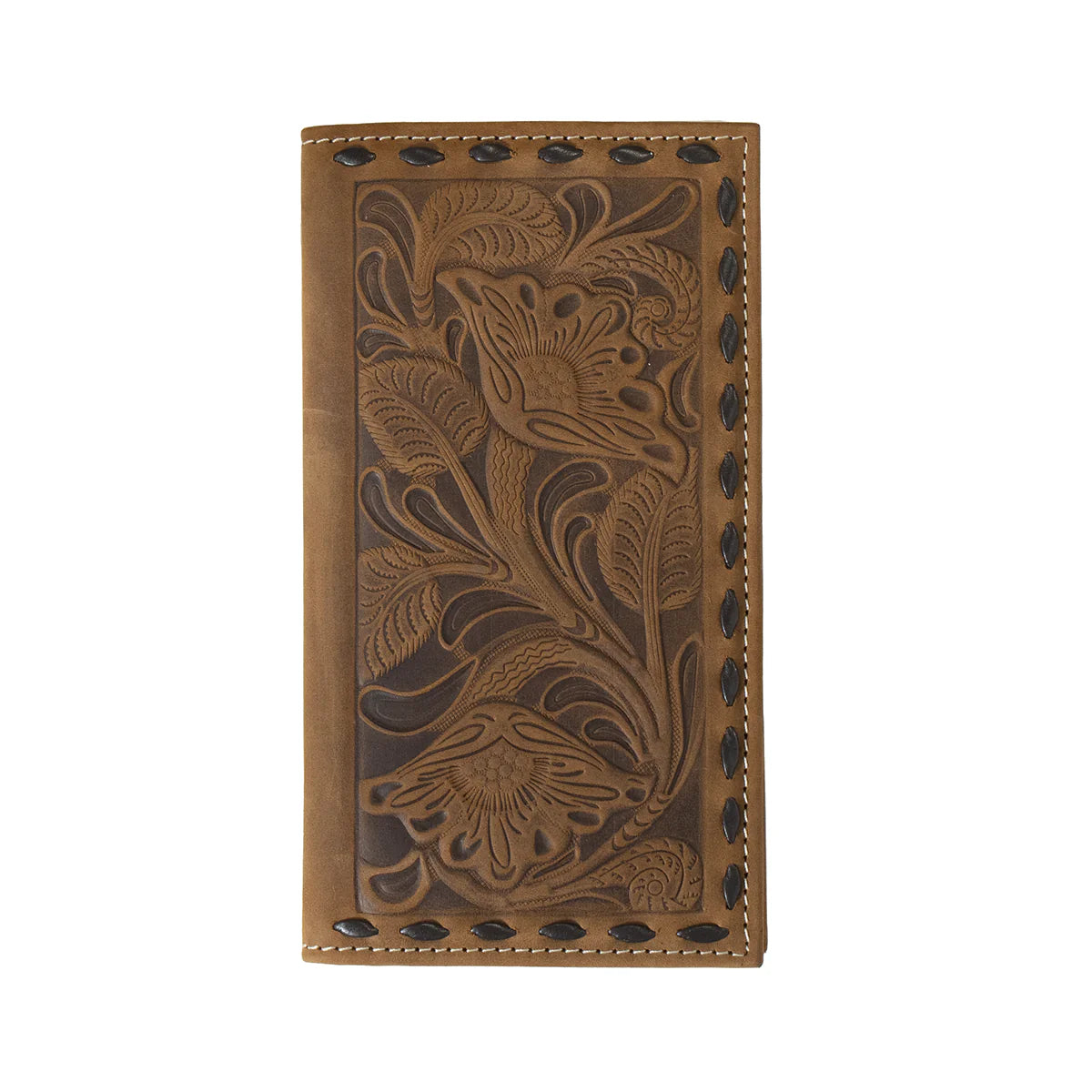 Floral Embossed Chocolate Buck Lace Rodeo Wallet