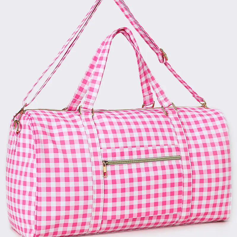 Pink Ruffle Gingham Duffle Bag
