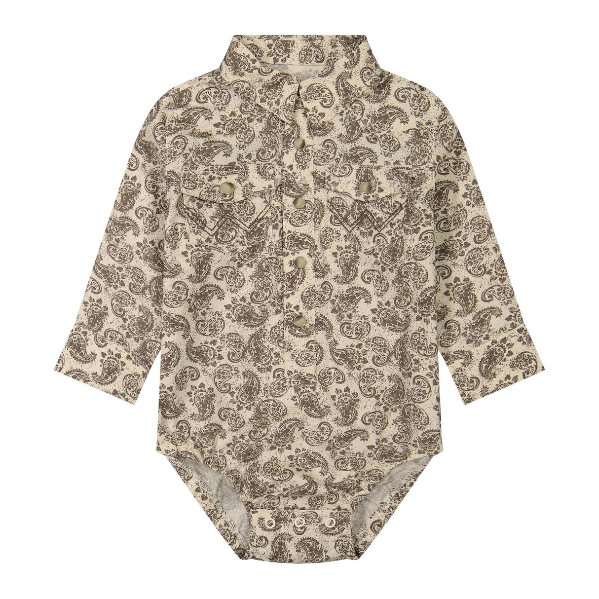 Wrangler Infant Long Sleeve Cream/Brown Paisley Bodysuit